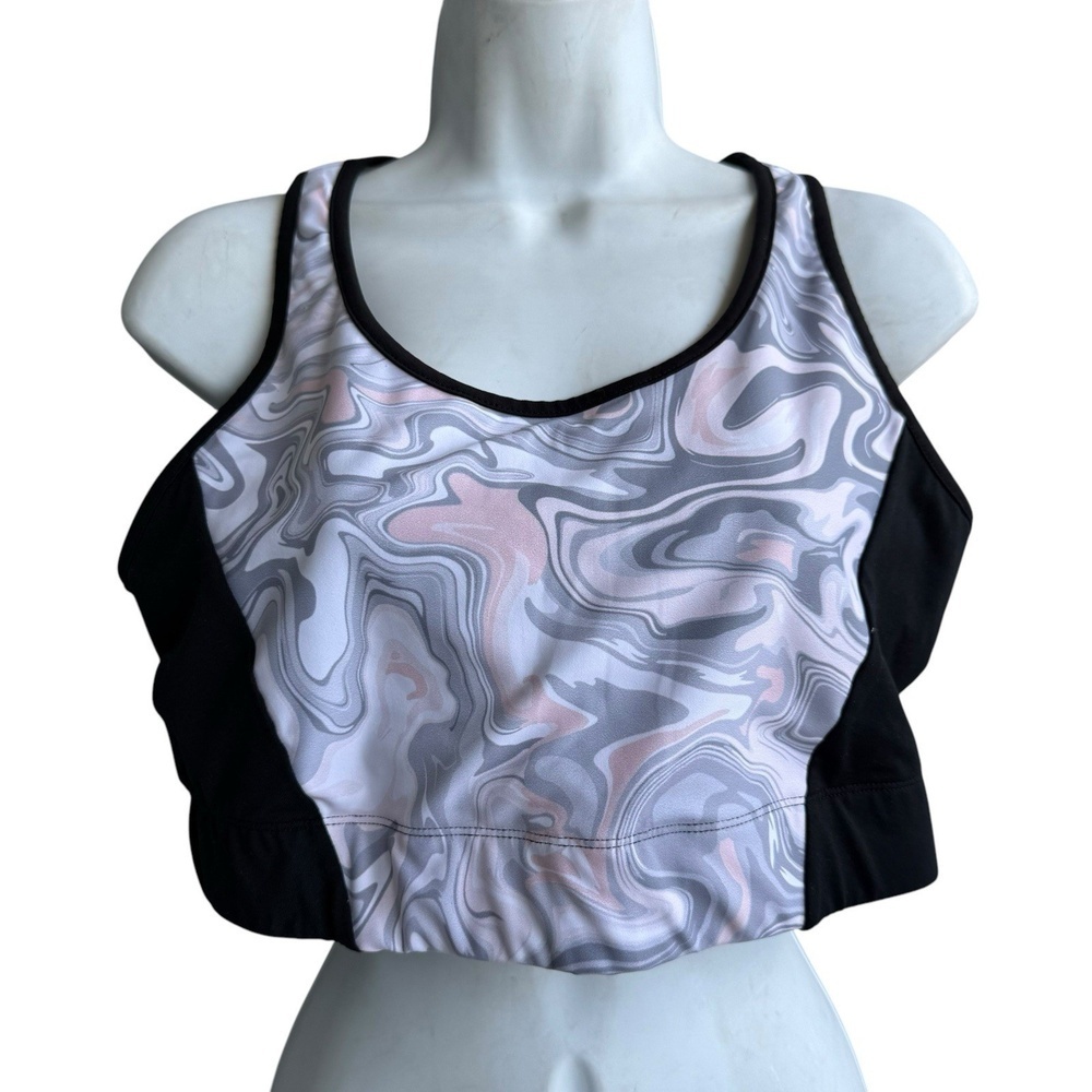 TUCKERNUCK Marble Sports Bra Workout Gym Exercise Women's L Support Activewear